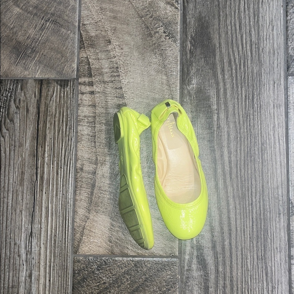 Cole Haan Bright Yellow leather bow Ballet Flats